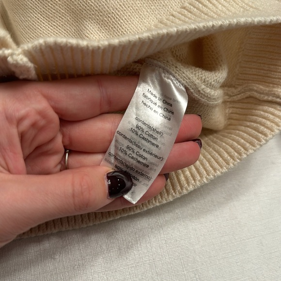 La Porte Cotton Cashmere Knit Summer Cardigan in Cream - Picture 5 of 7